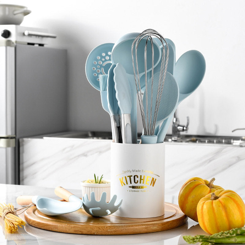 Blue silicone kitchenware set