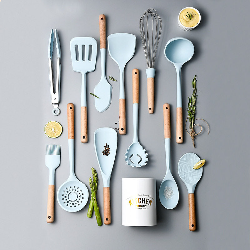 Blue silicone kitchenware set