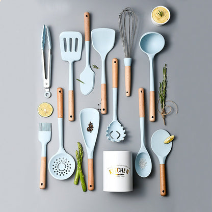 Blue silicone kitchenware set
