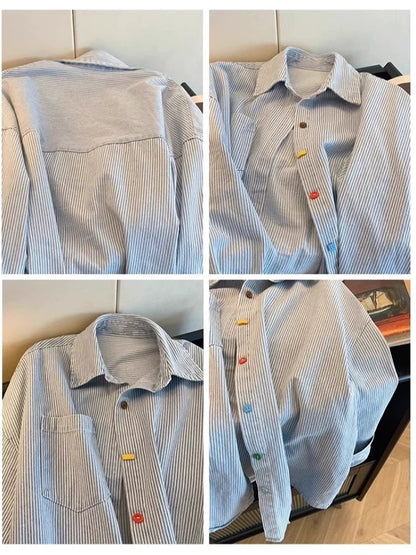 Blue Striped Long Sleeve Casual Shirt