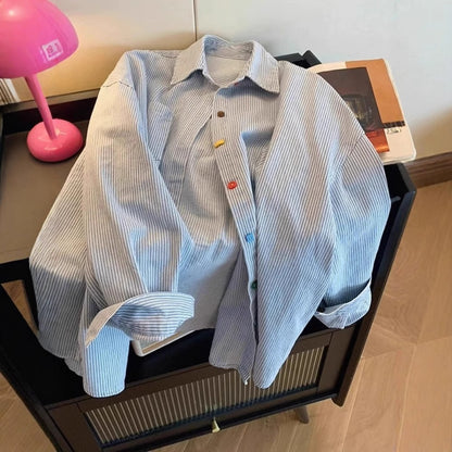 Blue Striped Long Sleeve Casual Shirt