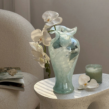 Blue transparent glass vase