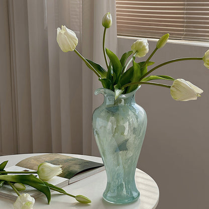 Blue transparent glass vase