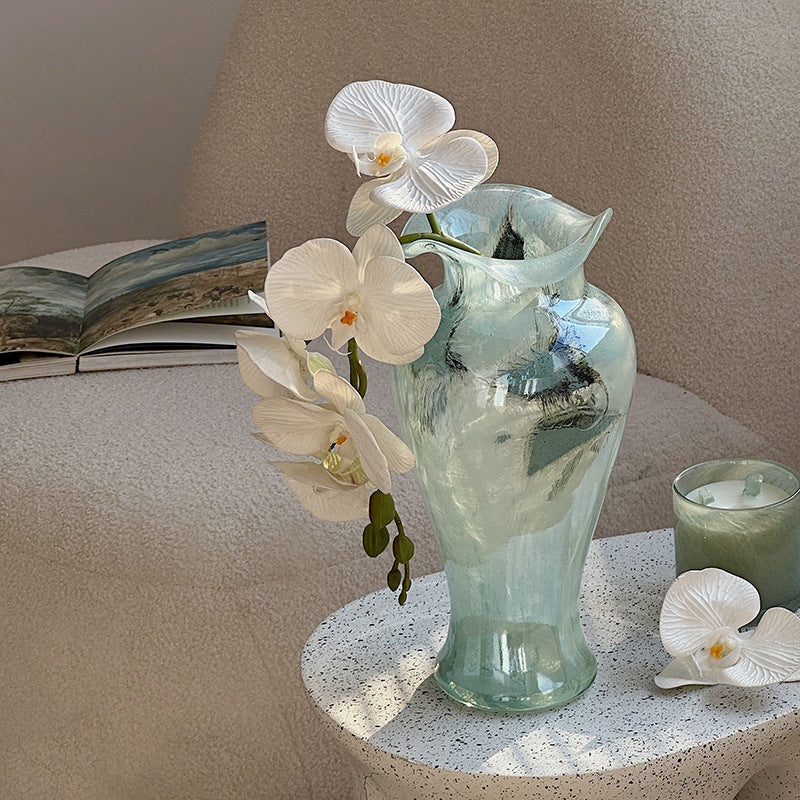 Blue transparent glass vase