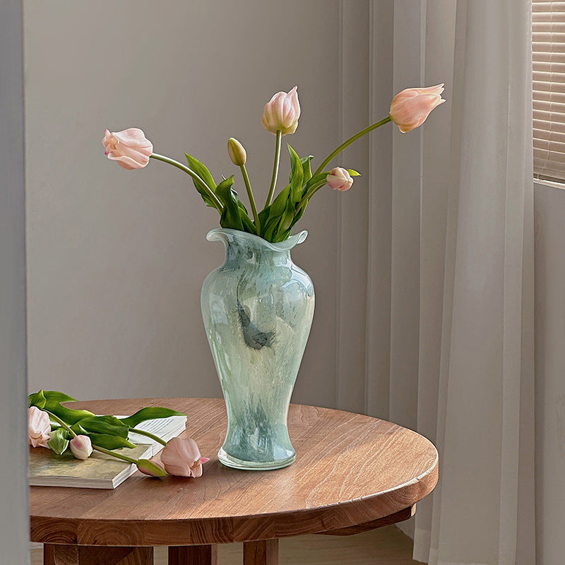 Blue transparent glass vase