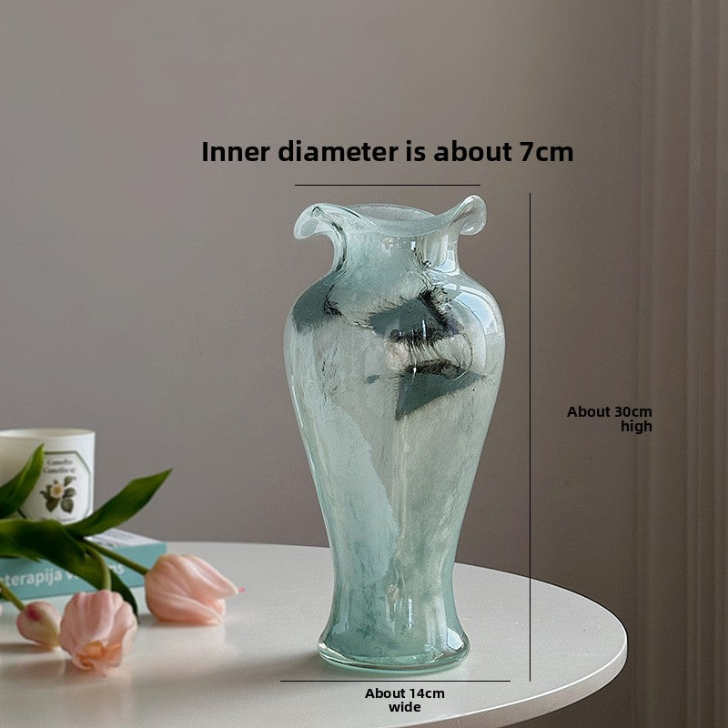 Blue transparent glass vase