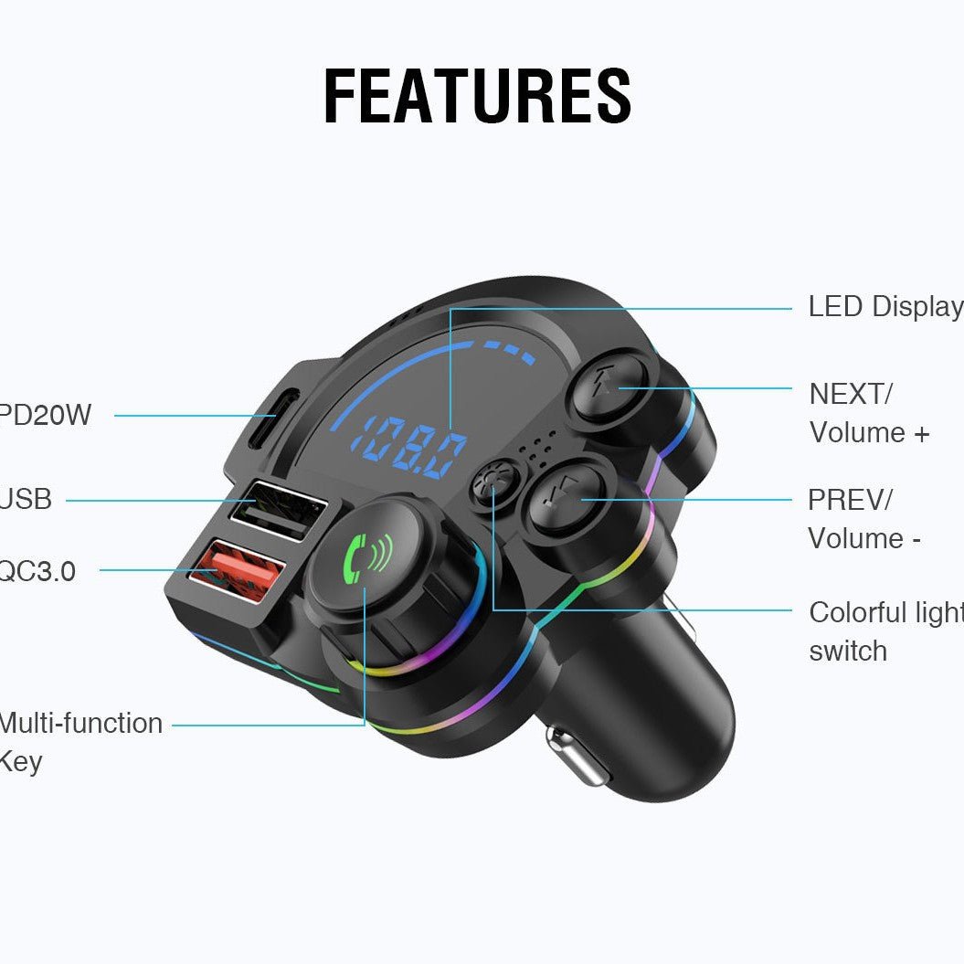 Bluetooth FM Transmitter with Dual Fast Charging