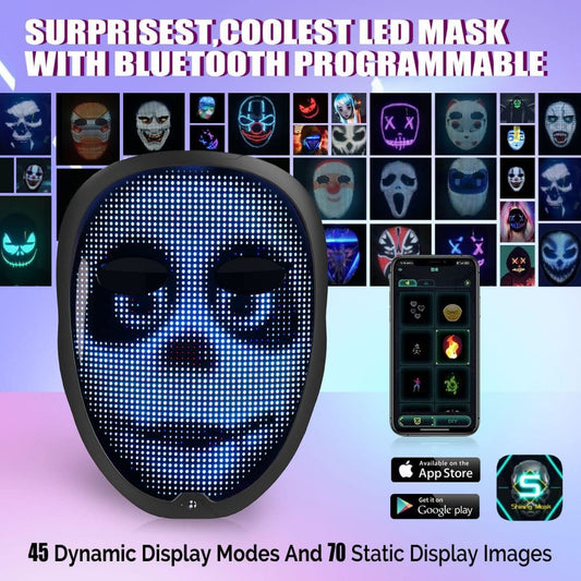Bluetooth Gesture-Controlled LED Light-Up Mask for Halloween Parties