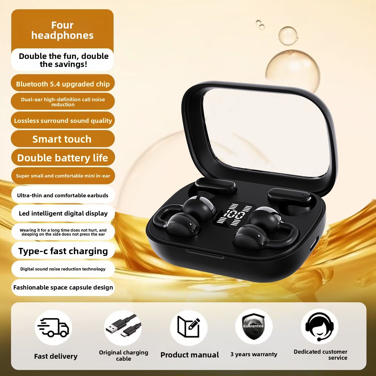 Bluetooth headset ear clip semi-in-ear