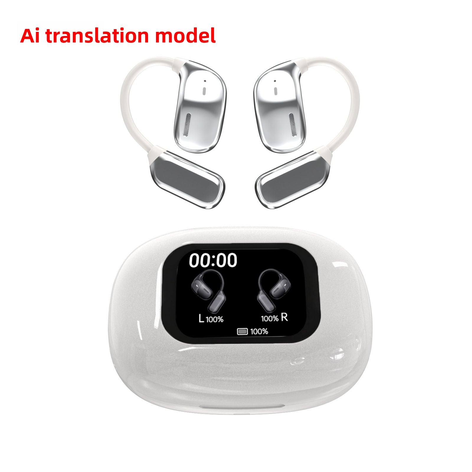 Bluetooth Headset with Touch Screen Translation and Noise Cancellation