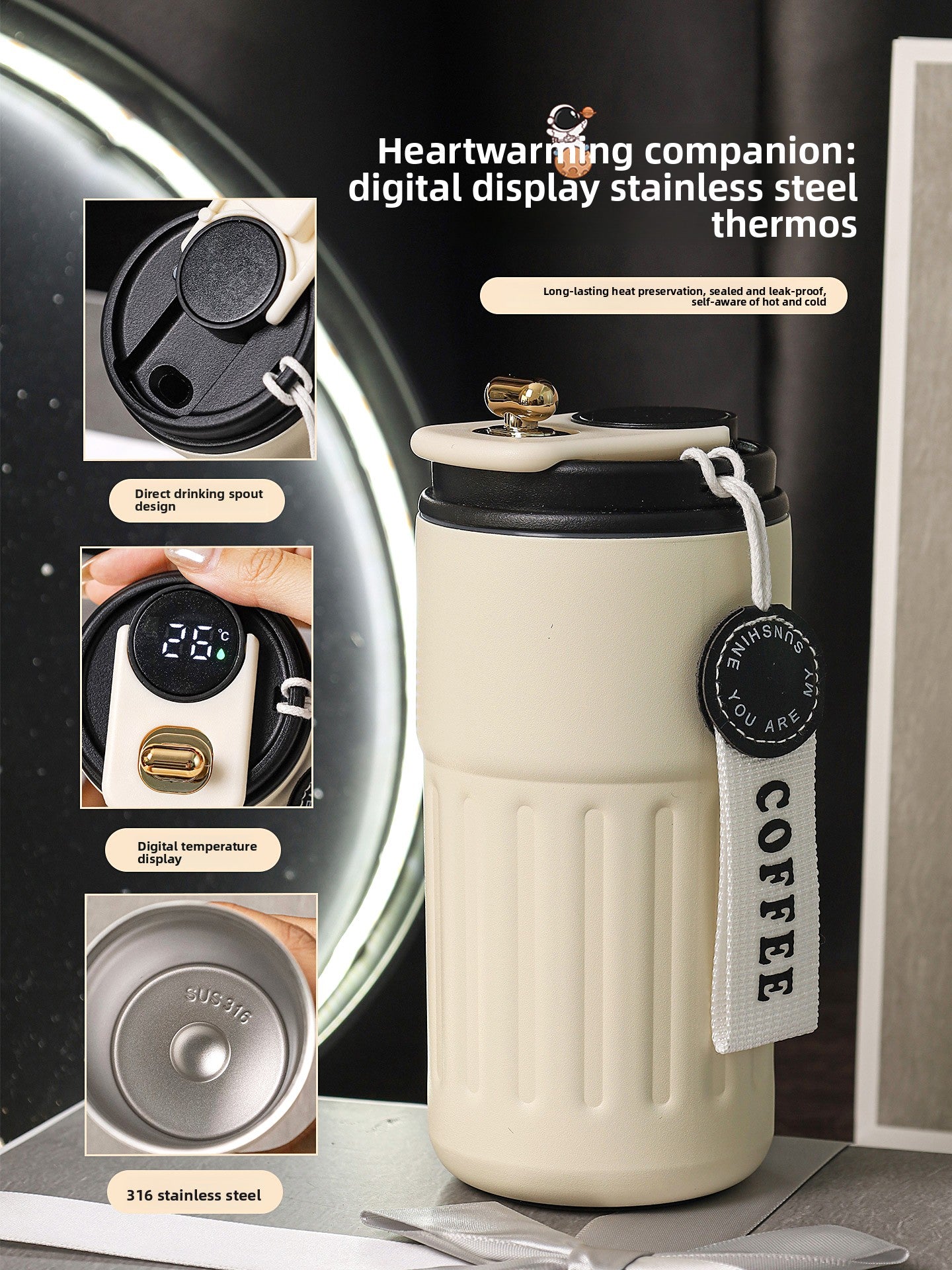 Bluetooth Speaker with Digital Thermos Gift Set