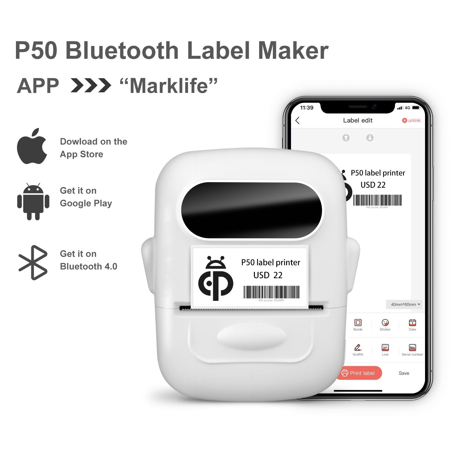 Bluetooth Thermal Label Printer