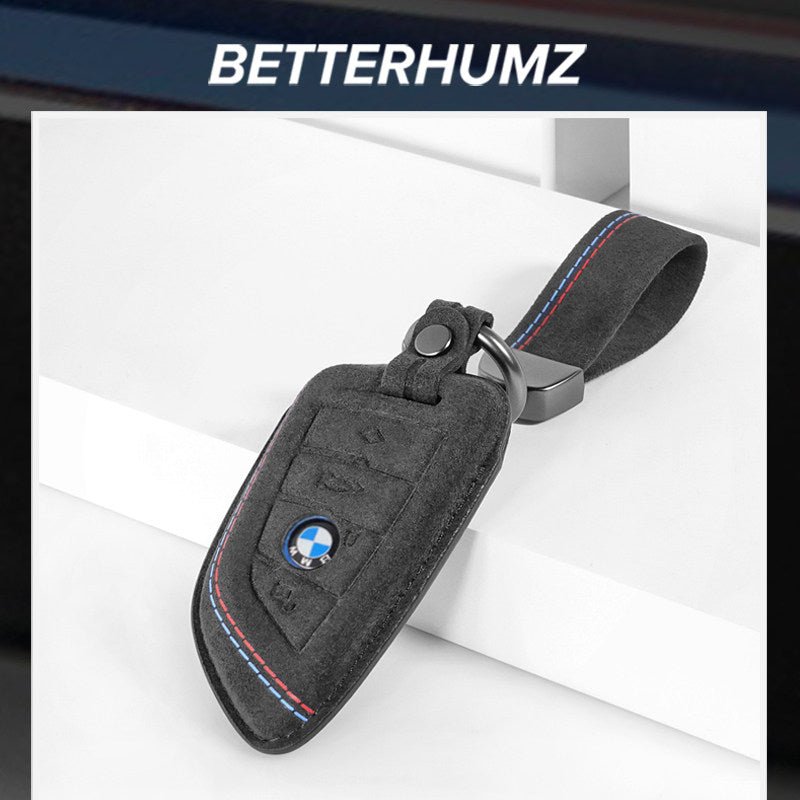 BMW Suede Leather Key Fob Cover Case