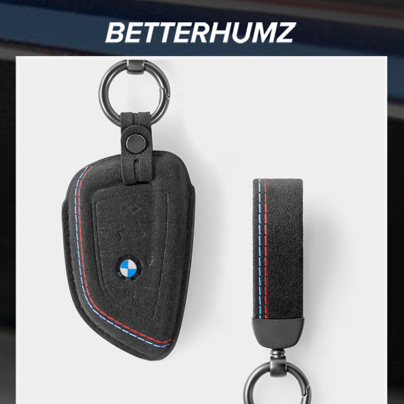 BMW Suede Leather Key Fob Cover Case