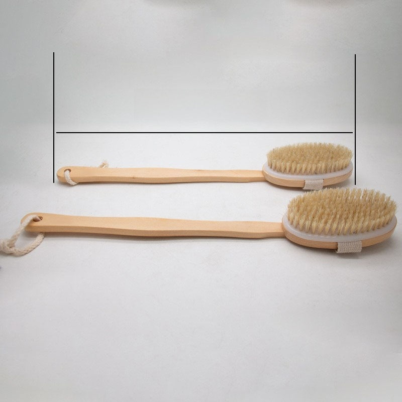 Boar Bristle Bath Brush with Long Wooden Handle