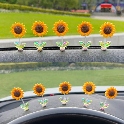 Bobblehead Sunflower Car Decor