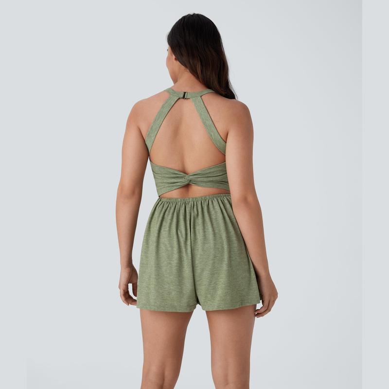Body Shaping Jumpsuit with Backless Design and Side Pockets