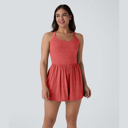 Body Shaping Jumpsuit with Backless Design and Side Pockets