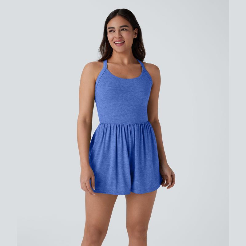 Body Shaping Jumpsuit with Backless Design and Side Pockets