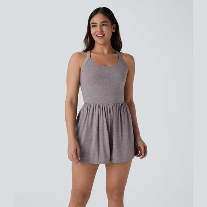 Body Shaping Jumpsuit with Backless Design and Side Pockets