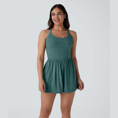 Body Shaping Jumpsuit with Backless Design and Side Pockets