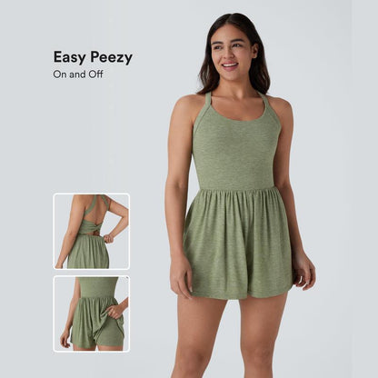 Body Shaping Jumpsuit with Backless Design and Side Pockets