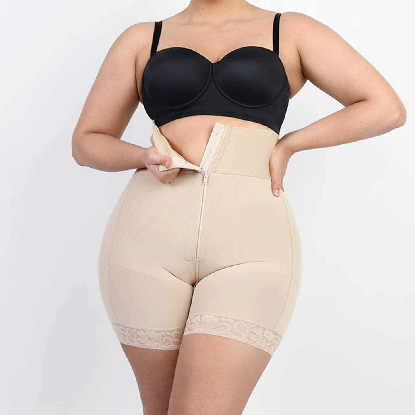 body-shaping one-body zipper-breasted high-waist abdomen