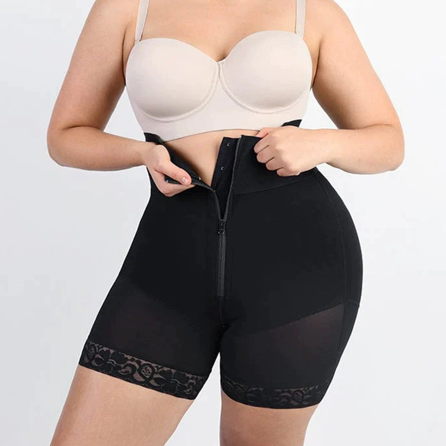 body-shaping one-body zipper-breasted high-waist abdomen