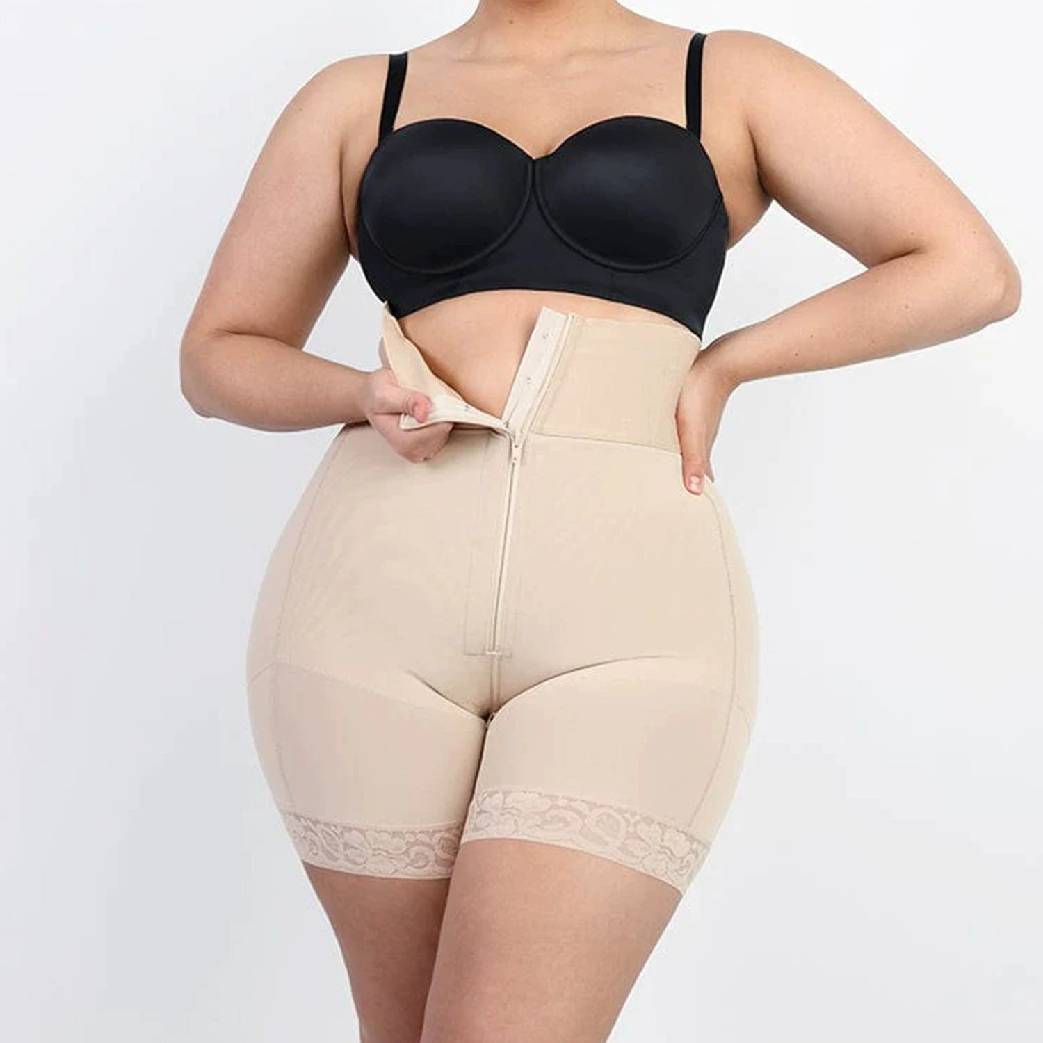 body-shaping one-body zipper-breasted high-waist abdomen