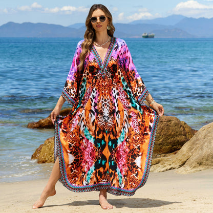 Bohemian Beach Cover-Up with Woven Print