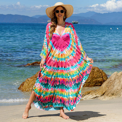 Bohemian Beach Cover-Up with Woven Print