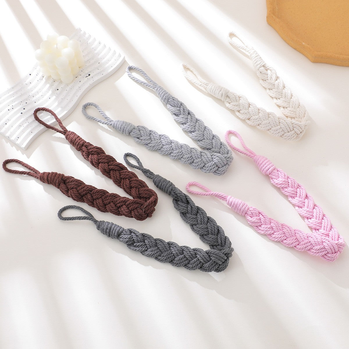 Bohemian Braided Curtain Tiebacks Handmade Woven Cotton Linen Rope