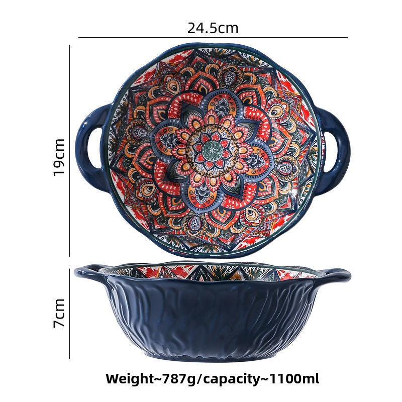 Bohemian Ceramic Bowl Plate Set