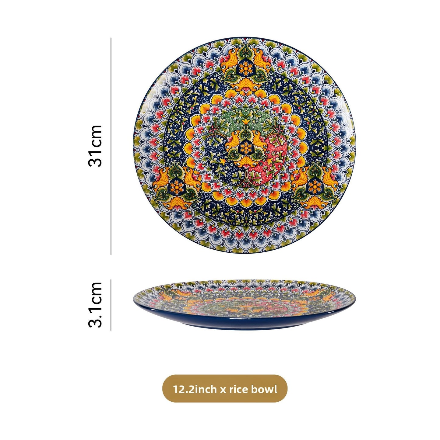 Bohemian Ceramic Tableware Set with Floral Patterns
