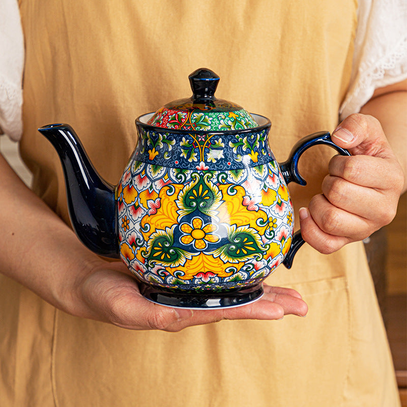 Bohemian Ceramic Tableware Set with Floral Patterns
