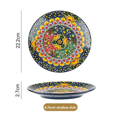 Bohemian Ceramic Tableware Set with Floral Patterns