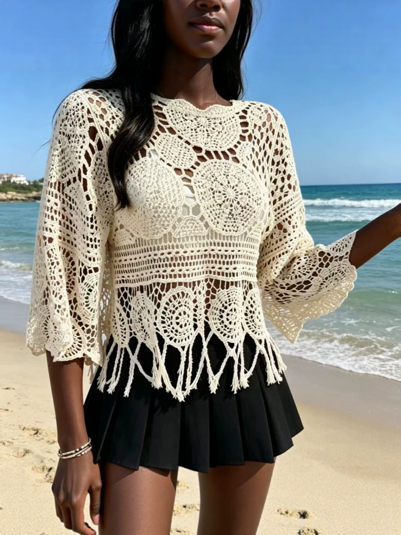 Bohemian Crochet Knit Sweater