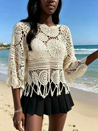 Bohemian Crochet Knit Sweater