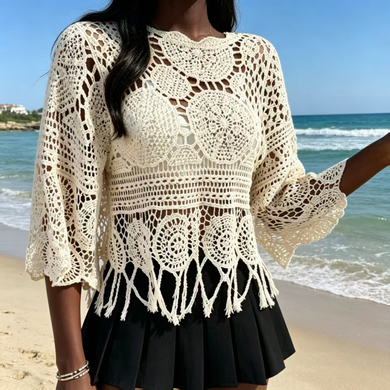 Bohemian Crochet Knit Sweater