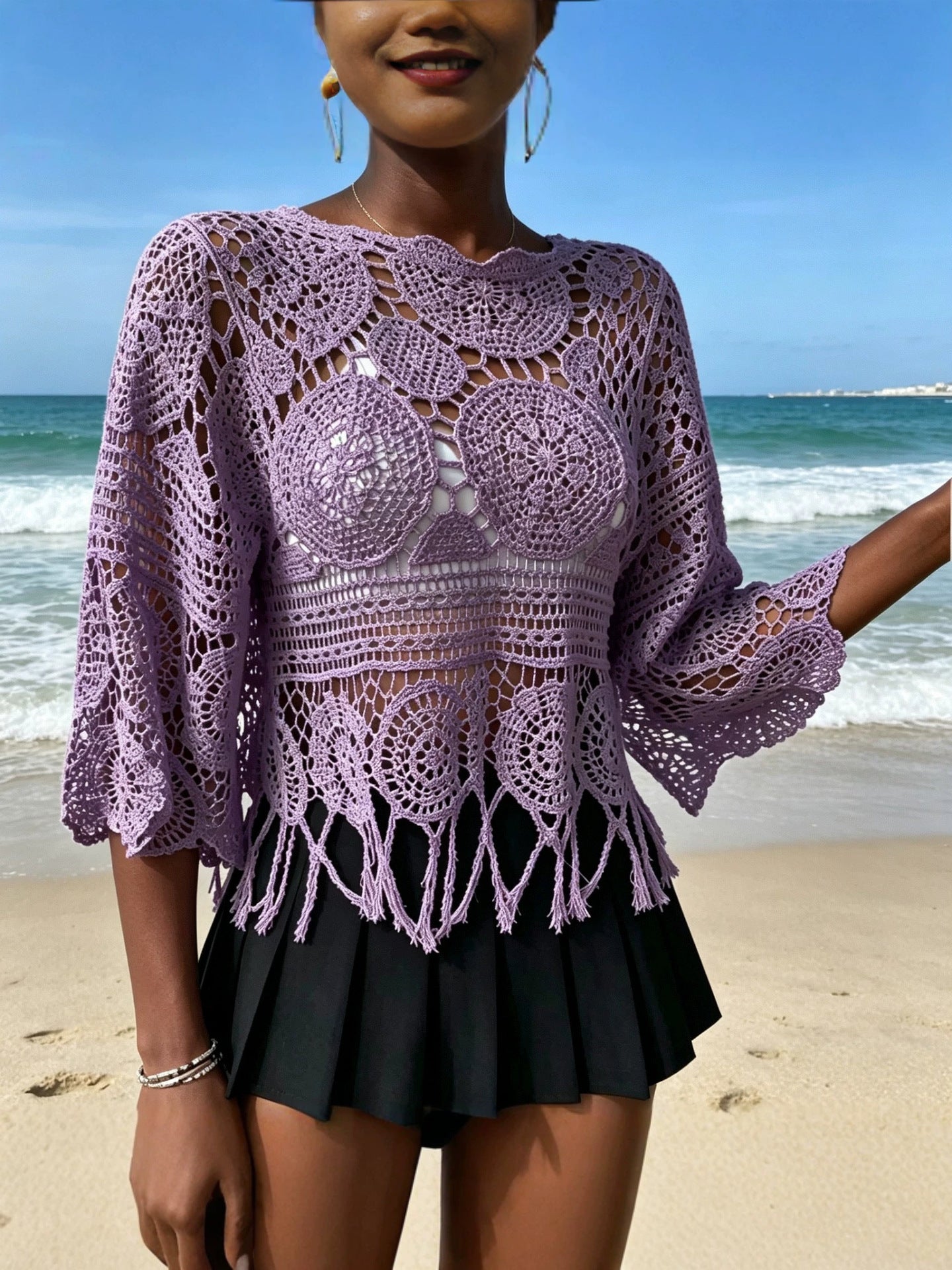 Bohemian Crochet Knit Sweater