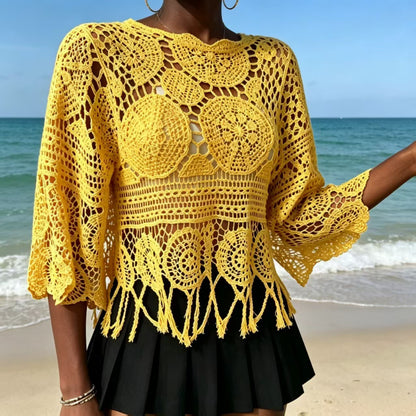 Bohemian Crochet Knit Sweater