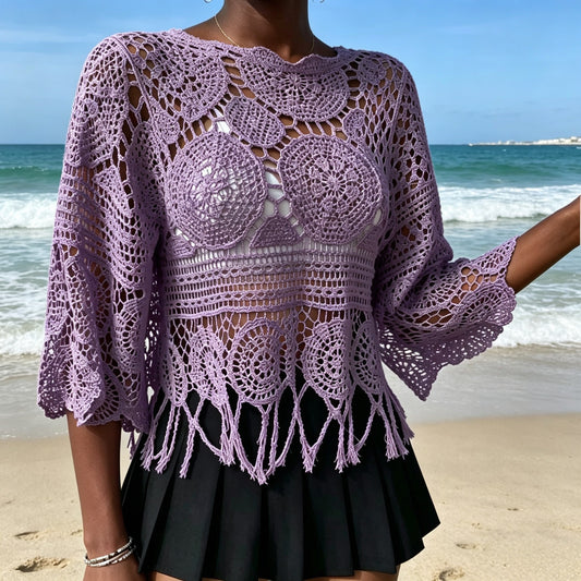 Bohemian Crochet Knit Sweater