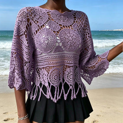 Bohemian Crochet Knit Sweater