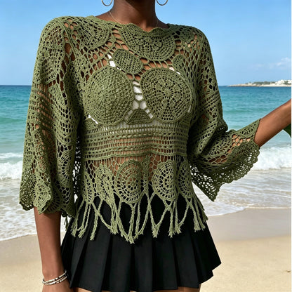 Bohemian Crochet Knit Sweater