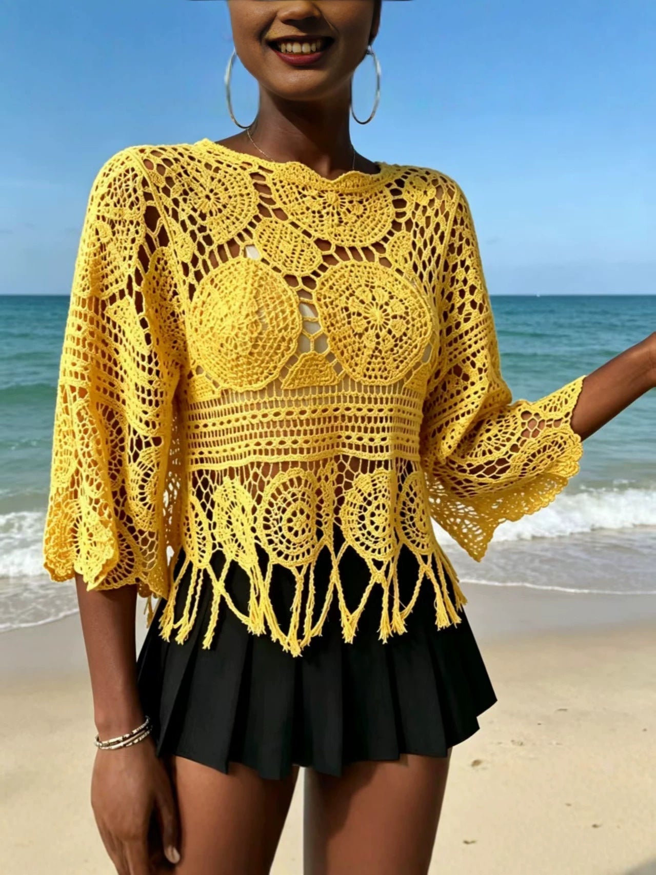 Bohemian Crochet Knit Sweater