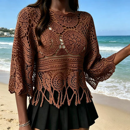 Bohemian Crochet Knit Sweater