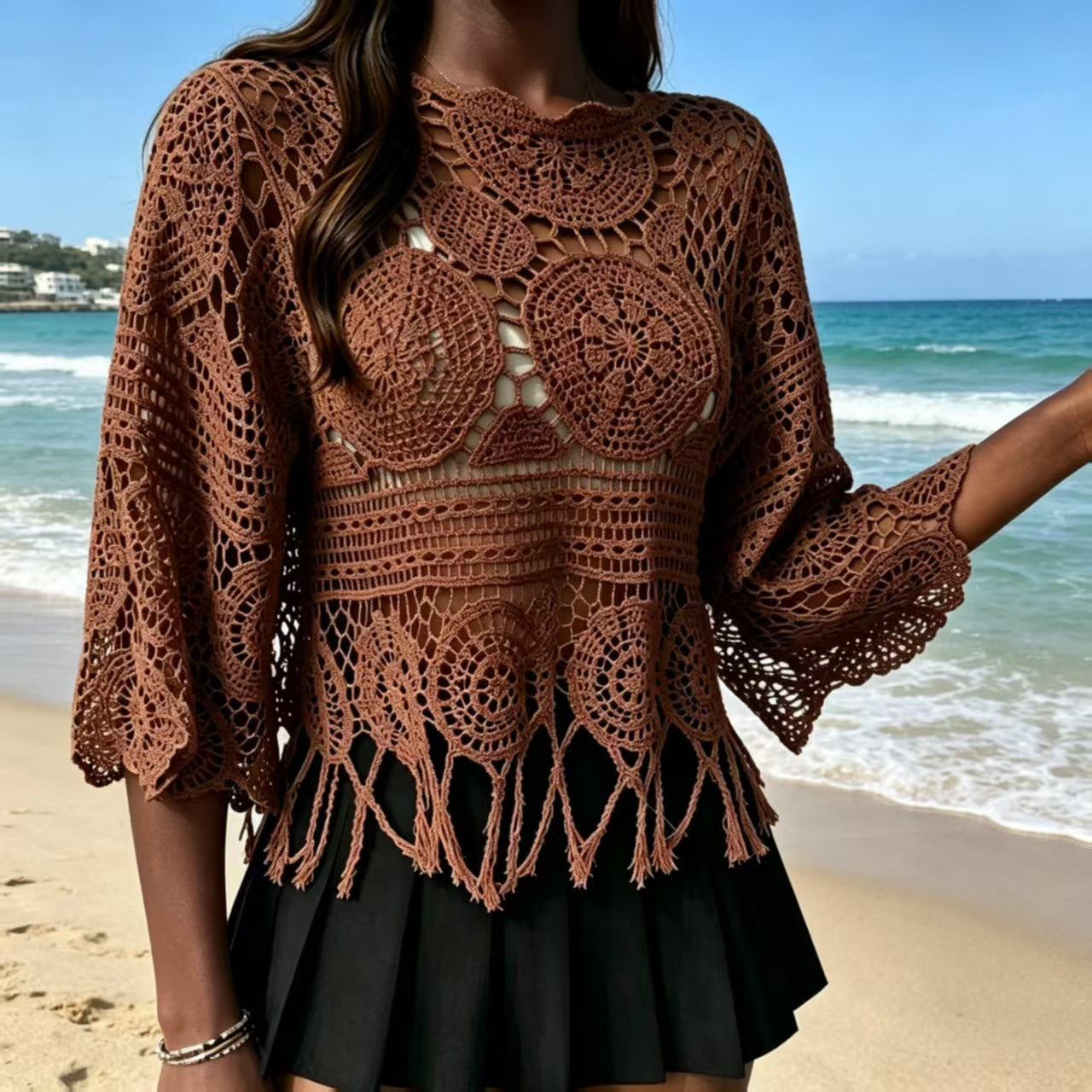 Bohemian Crochet Knit Sweater