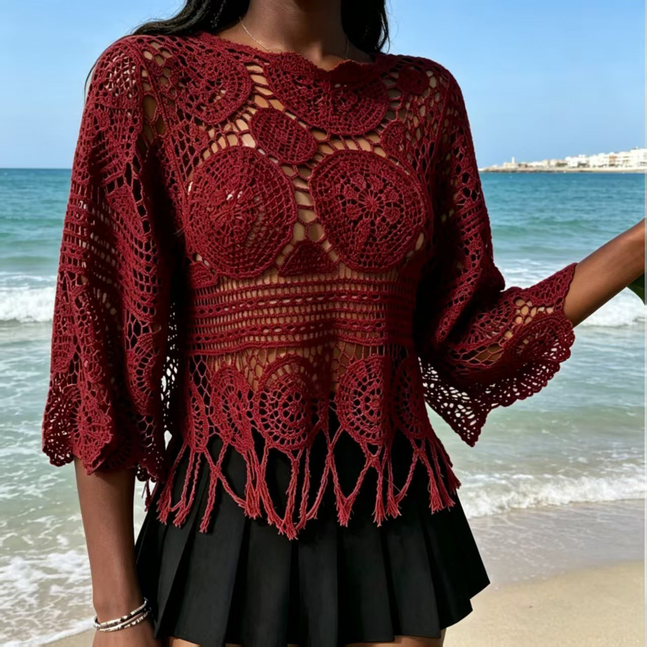 Bohemian Crochet Knit Sweater