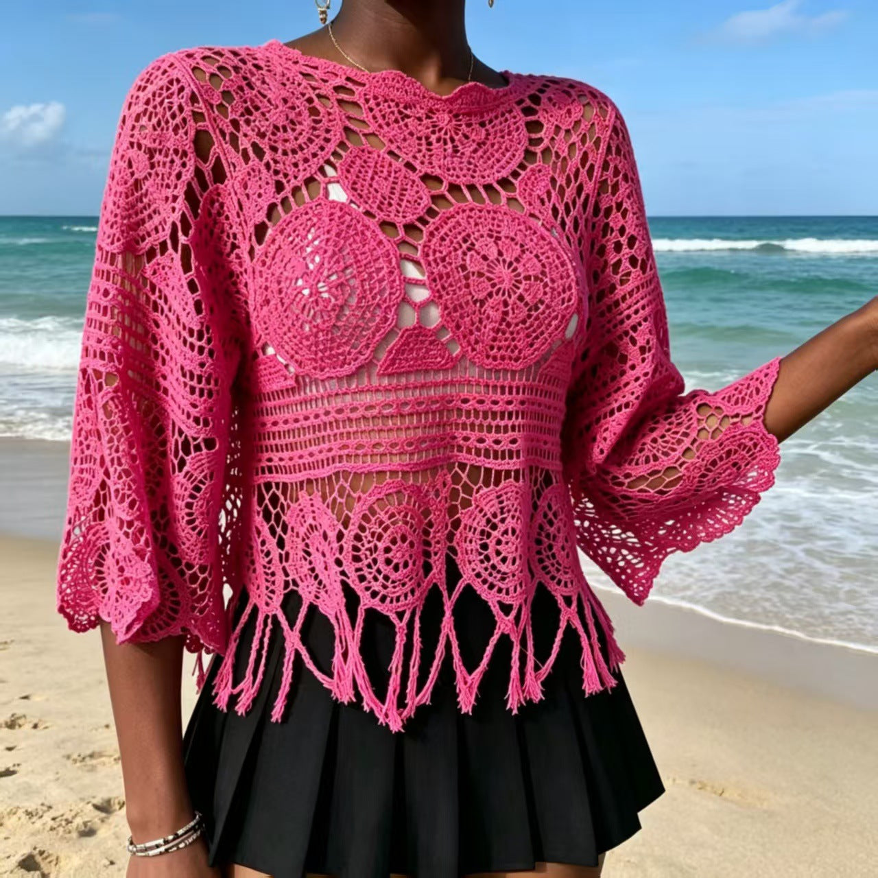 Bohemian Crochet Knit Sweater