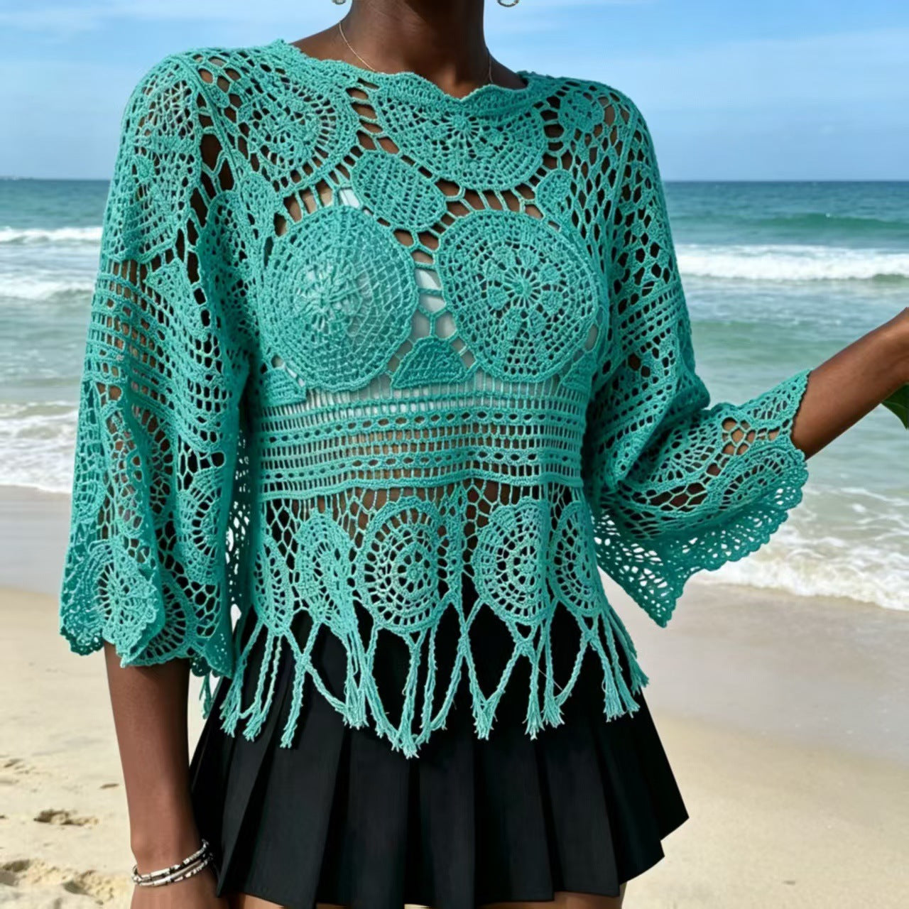 Bohemian Crochet Knit Sweater